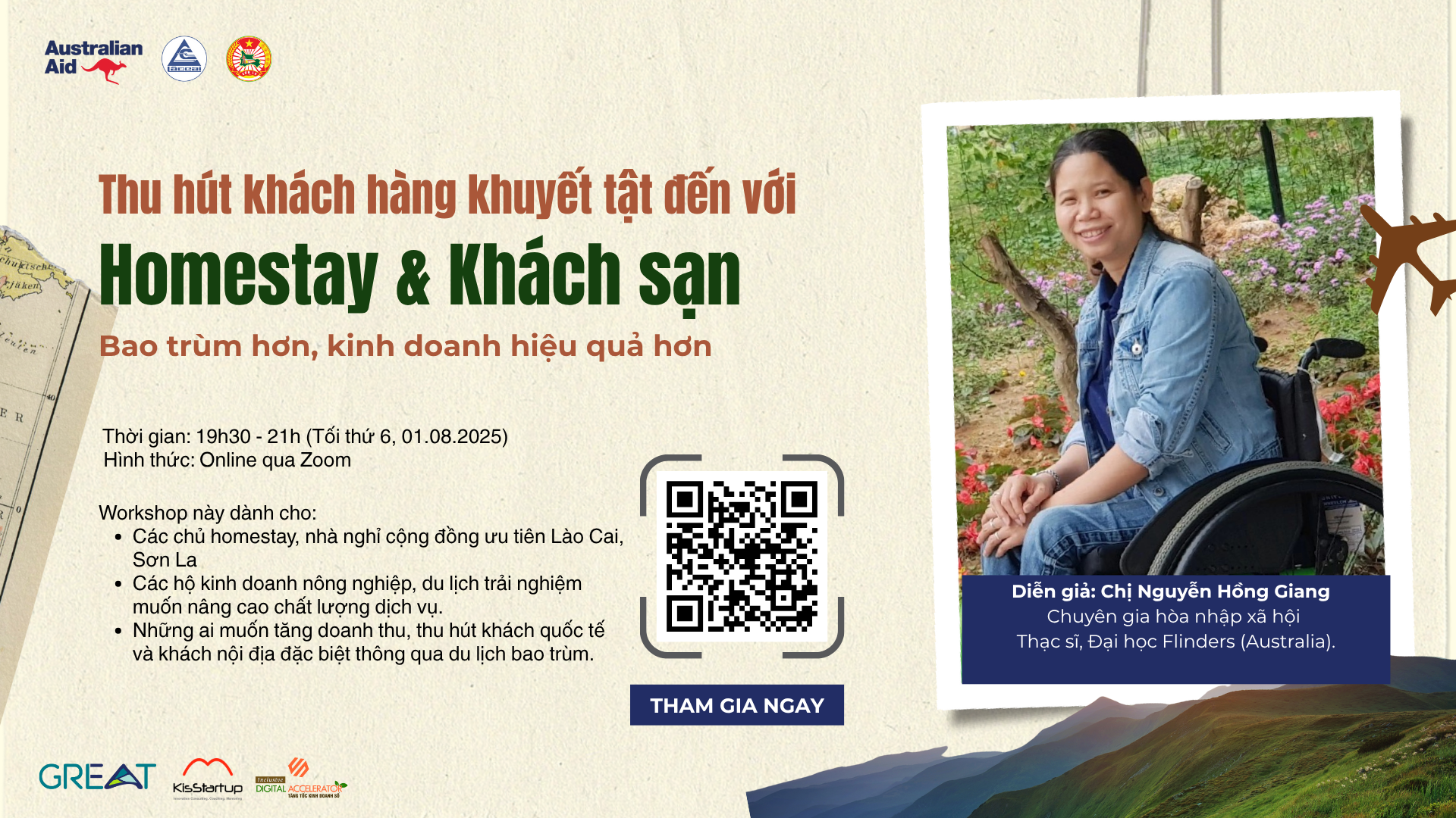 Workshop online: “Thu hút khách hàng khuyết tật đến với homestay và khách sạn”- Bao trùm hơn, kinh doanh hiệu quả hơn