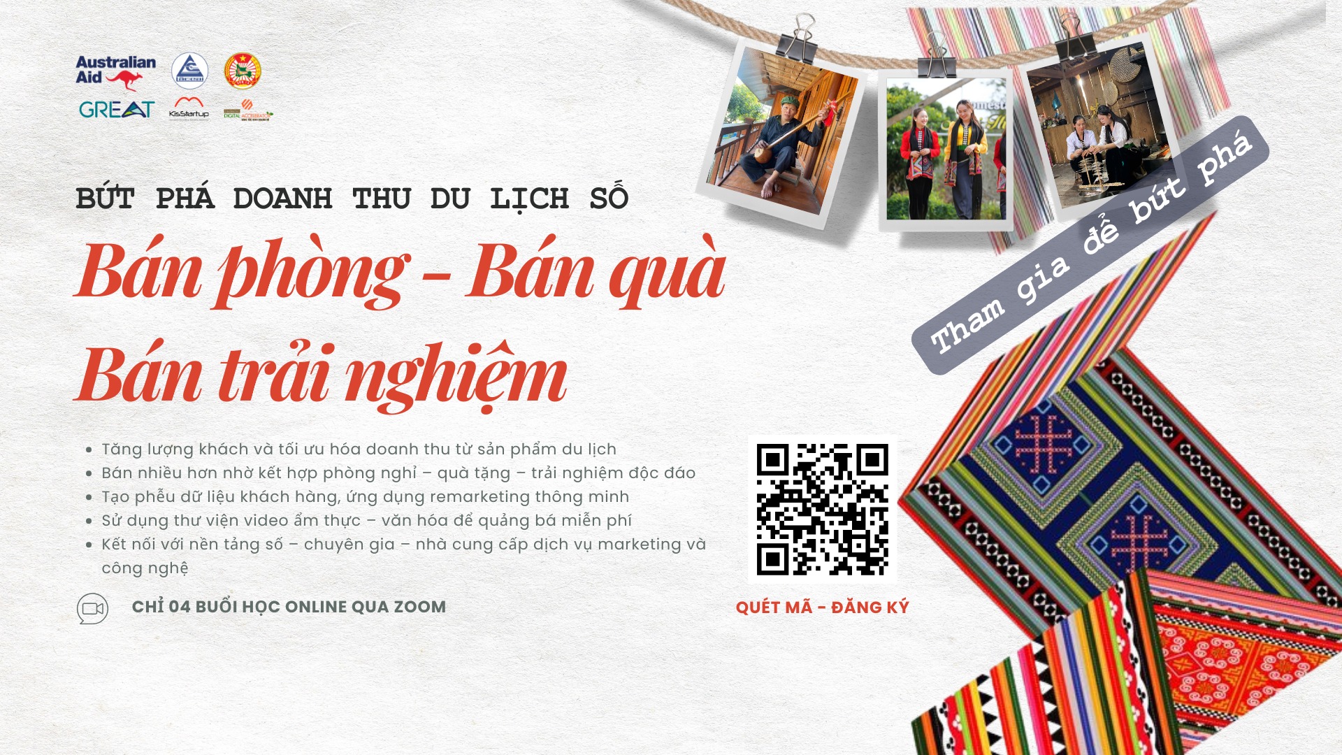 Chương trình tăng tốc chuyển đỏi số & kinh doanh du lịch dành cho các chủ cơ sở, cá nhân và doanh nghiệp đang cung cấp sản phẩm dịch vụ liên quan đến du lịch tại Lào Cai & Sơn La