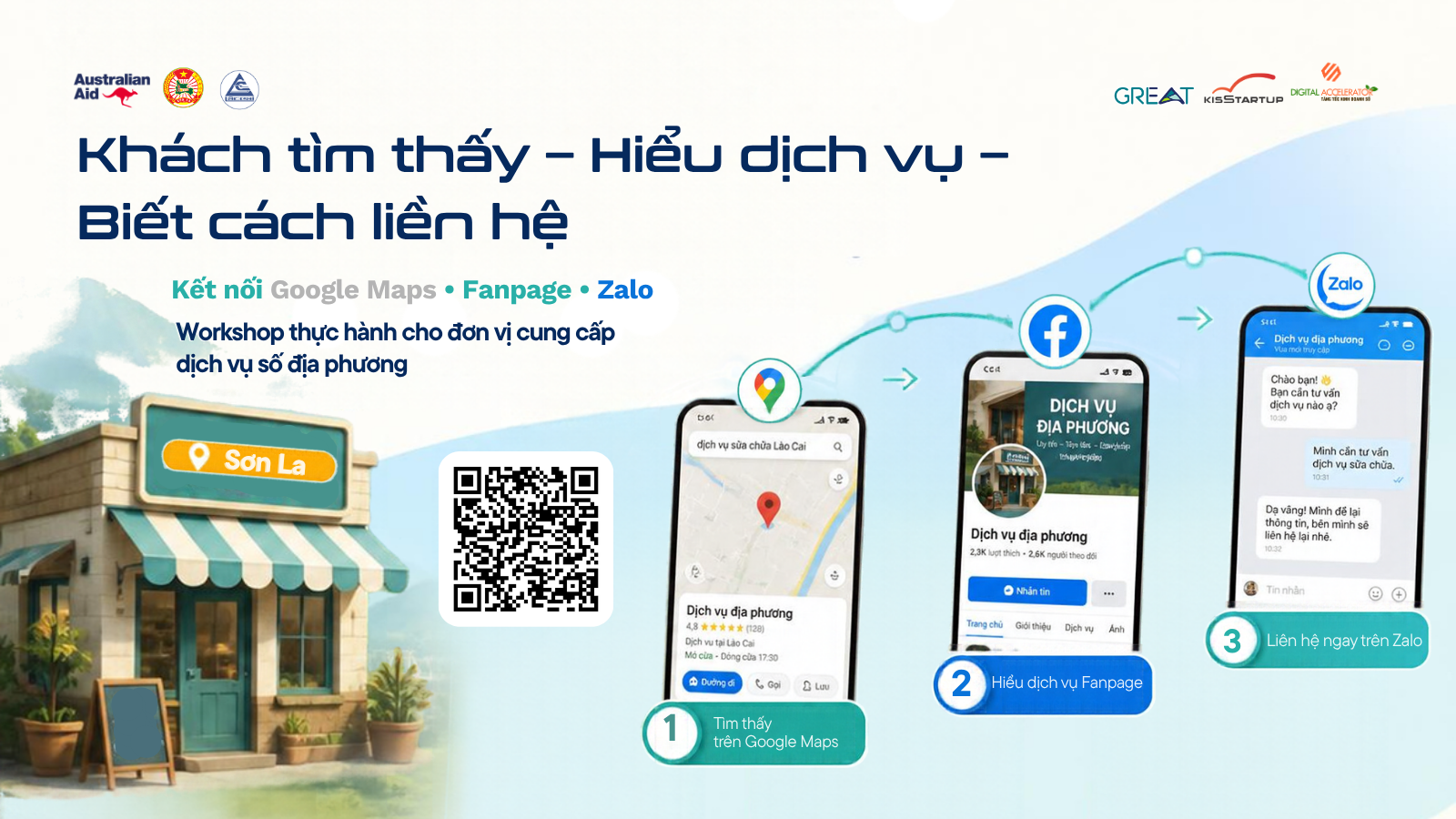 Khách tìm thấy, hiểu dịch vụ và biết cách liên hệ: Hướng dẫn kết nối Google Maps, Fanpage và Zalo